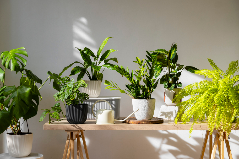 Indoor plants in studio